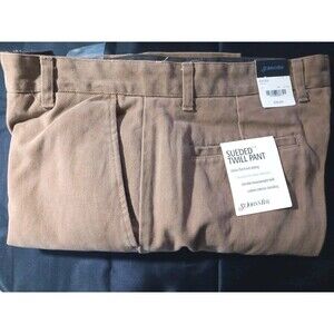 St Johns Bay Pants Suede Twill Brown Pleated Front W36 In29